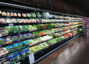 Commercial refrigerator for salads in supermarket (1)